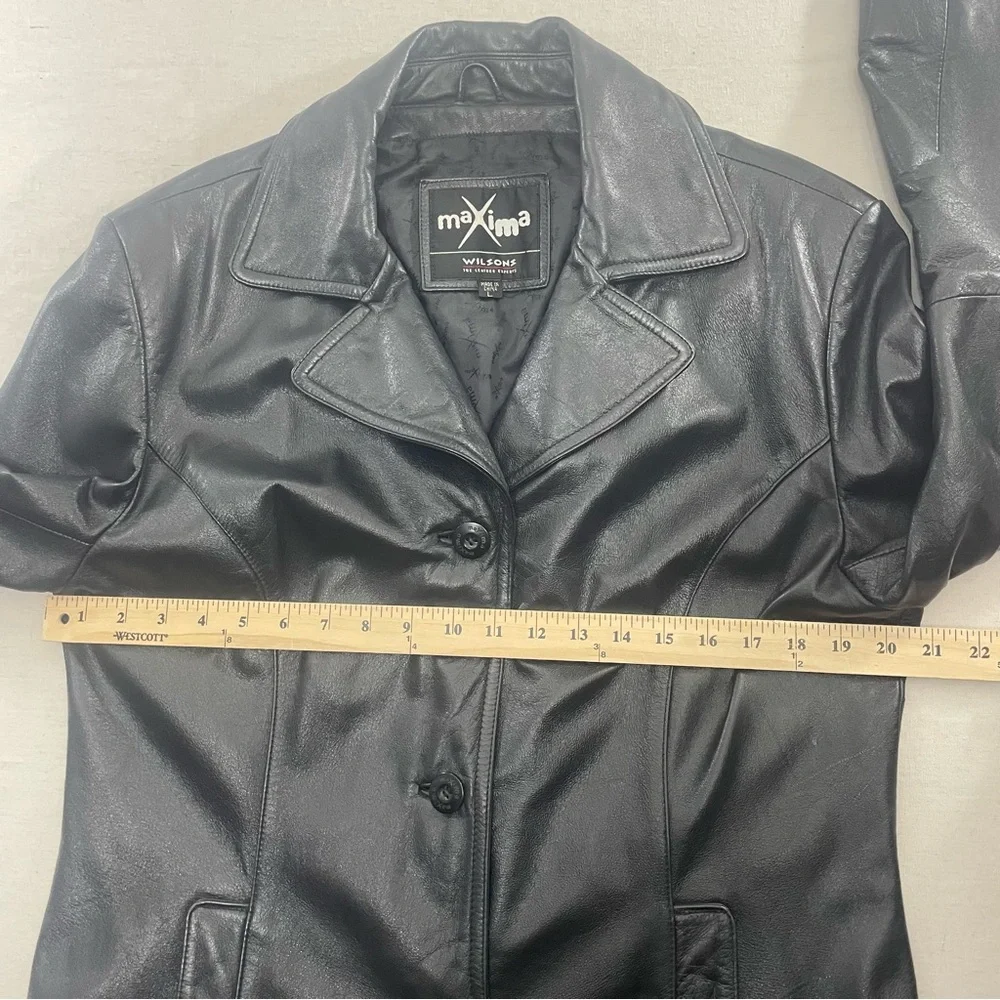 Wilsons Leather Maxima Women’s Black Leather Jacket Blazer Coat Size Large - Picture 9 of 11